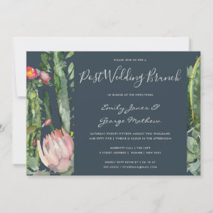 GREY PINK FLORAL DESERT CACTI  POST WEDDING BRUCH INVITATION