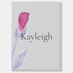 Grey Pink Flower Magnet