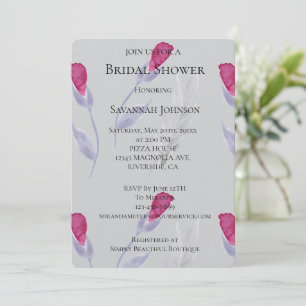 Grey Pink Flowers Bridal Shower  Invitation