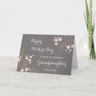 Grey Pink Flowers Granddaughter Happy Mother's Card