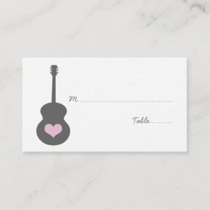 Grey/Pink Guitar Heart Place Card