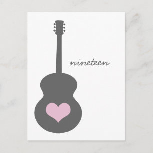 Grey/Pink Guitar Heart Table Postcard