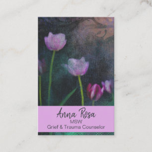 *~* Grey Pink Lavender Tulip Grunge Vintage Shabby Business Card
