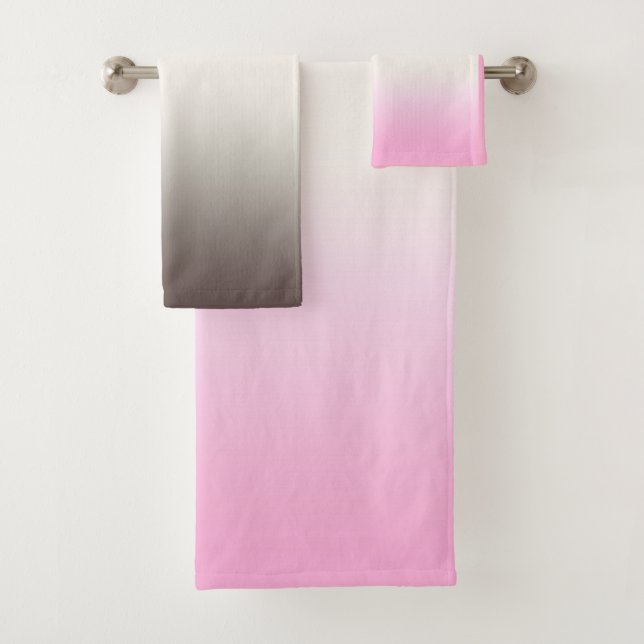 Grey pink Ombre Bath Towel Set (Insitu)