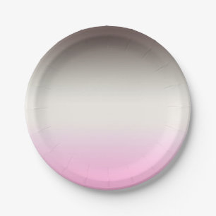Grey pink Ombre Paper Plate