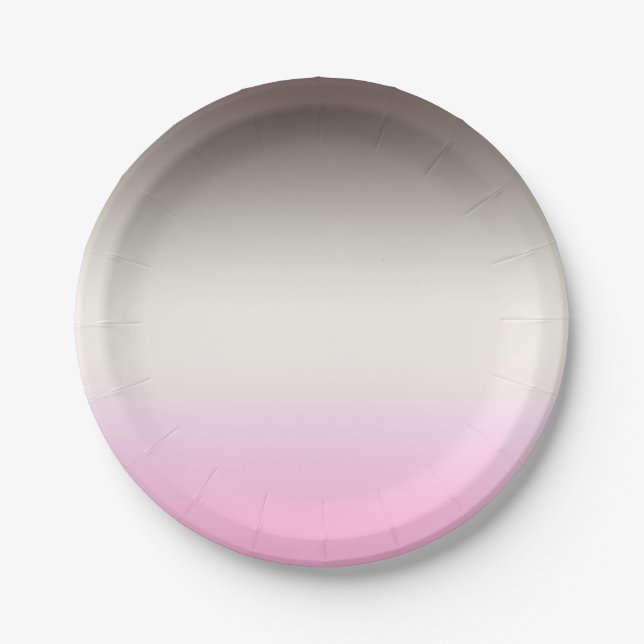 Grey pink Ombre Paper Plate (Front)