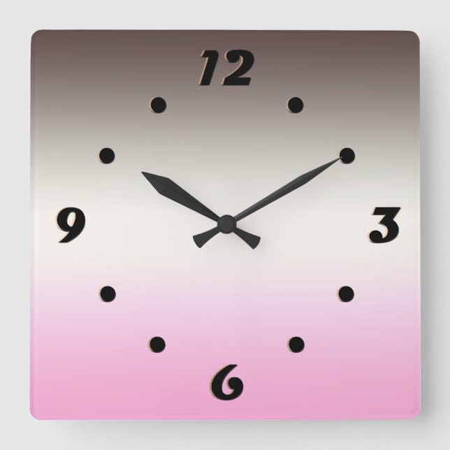 Grey pink Ombre Square Wall Clock (Front)