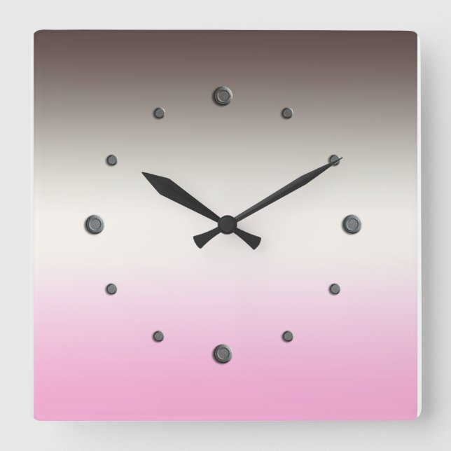 Grey pink Ombre Square Wall Clock (Front)