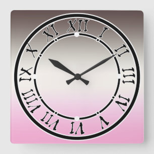 Grey pink Ombre Square Wall Clock