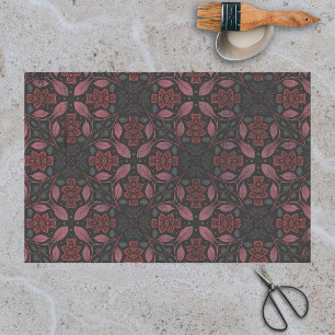 Grey Pink Ornamental Intricate Symmetrical Pattern Tissue Paper