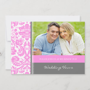 Grey Pink Photo Wedding Vow Renewal Invitation