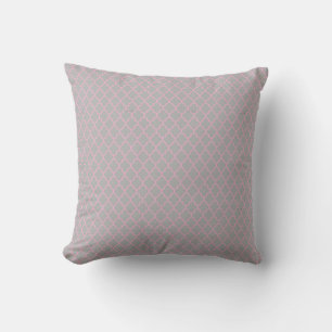 Grey & Pink Quatrefoil Square Pillow
