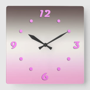 Grey pink Shadow Square Wall Clock
