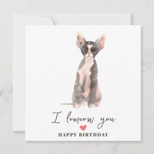 Grey Pink Sphynx Cat Mum Puppy Pets Birthday Card