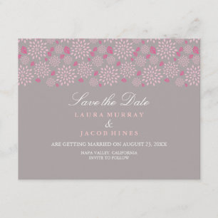 Grey & Pink Spring floral Wedding Save The Date Invitation