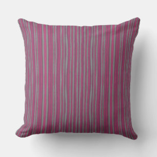 Grey & pink stripes, striped pattern narrow stripe cushion