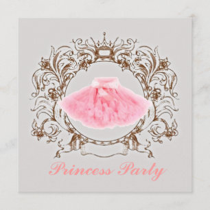 Grey Pink tutu Princess Birthday Party  Invitation