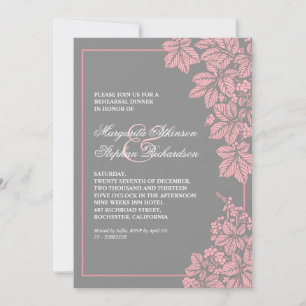 grey & pink vineyard rehearsal dinner invites