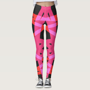 Grey Pink Violet Purple Geometric Pattern Gym Yoga Leggings