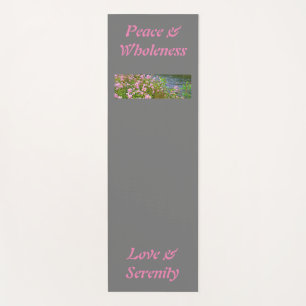 grey, pink, water, flowers, your text & image yoga mat