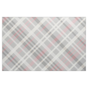 grey pink white diagonal plaid fabric
