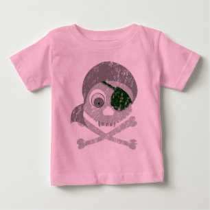 Grey Pirate Skull Distressed Infant T-Shirt