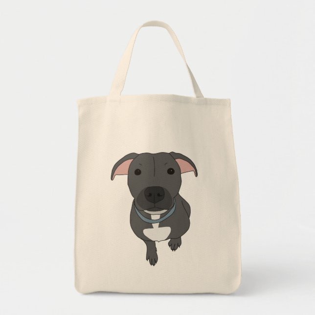 Grey Pit Bull Tote Bag (Front)