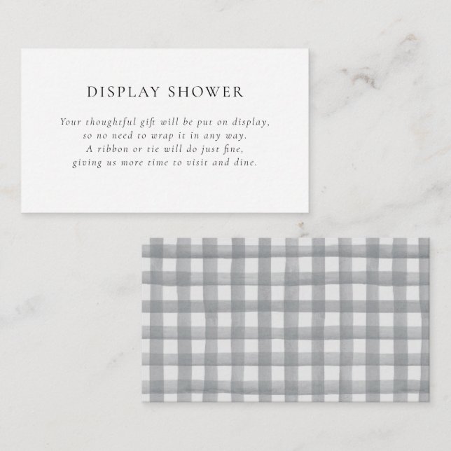 Grey Plaid Bridal Shower  Enclosure Card (Front/Back)