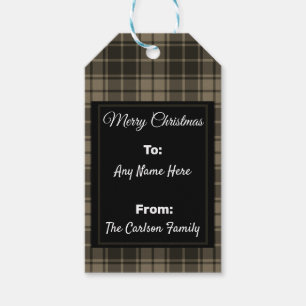 Grey Plaid Buffalo Tartan Flannel Personalised Gift Tags