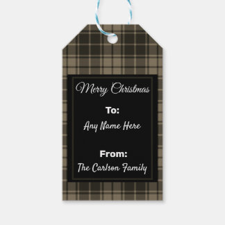 Grey Plaid Buffalo Tartan Flannel Personalised Gift Tags