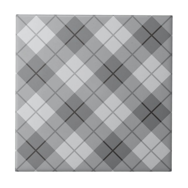 Grey Plaid Ceramic Tile (Front)