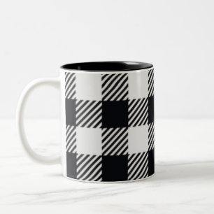 Grey Plaid Checkers Mug