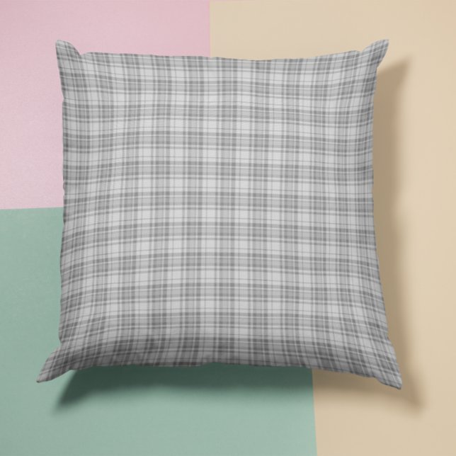 Grey Plaid Cushion (Gray Plaid Throw Pillow)