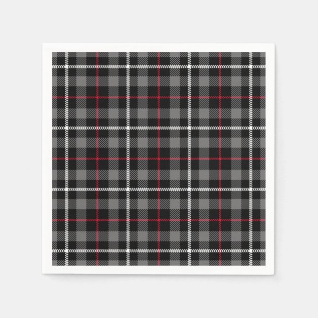 Grey Plaid For Christmas Paper Napkin (Front)