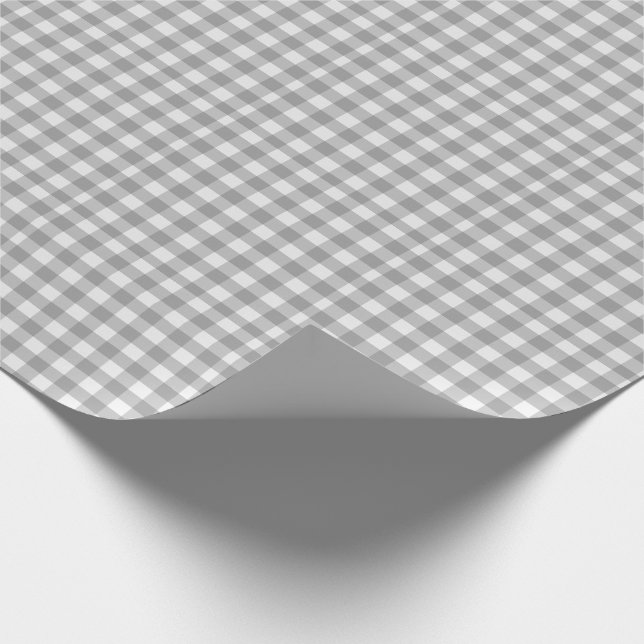 Grey Plaid Gingham Country Farmhouse Simple Wrapping Paper (Corner)