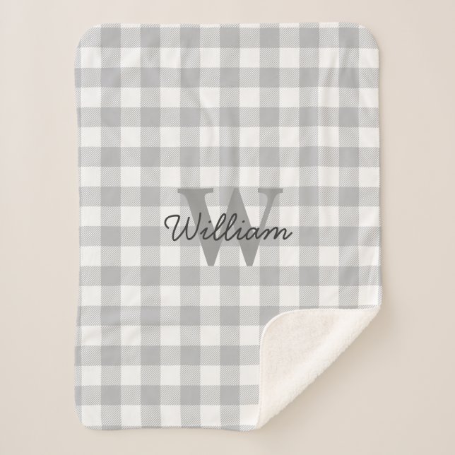 Grey Plaid Pattern Blanket (Front)