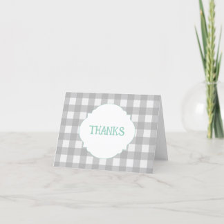 Grey Plaid Thank you Card