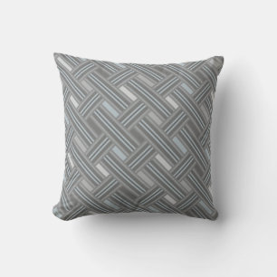 Grey Plaid Weave Throw Pillow