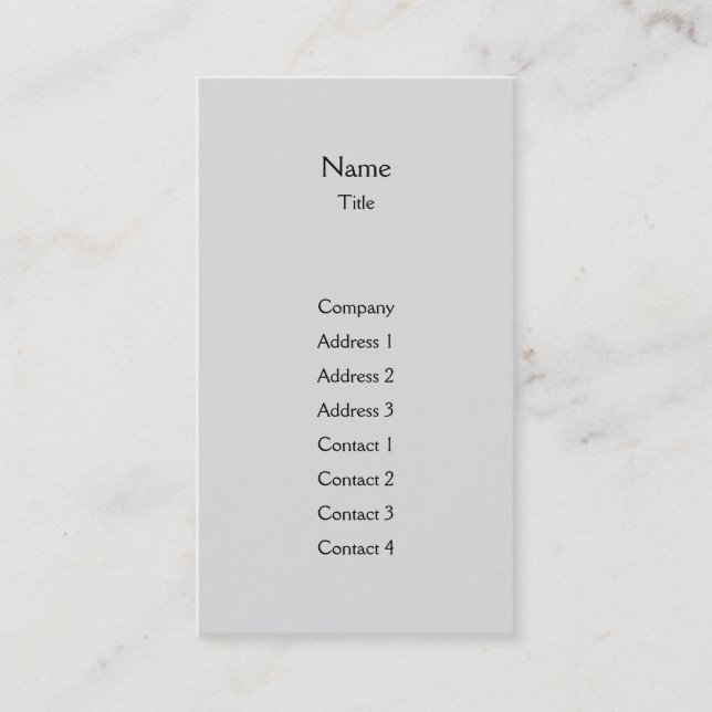 Grey Plain Vertical - Business Business Card (Front)