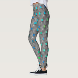 Grey plaques on a colourful and bluish background leggings