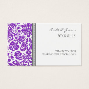 Grey Plum Damask Wedding Favour Tags