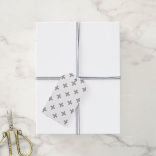 Grey polka crosses on white gift tags