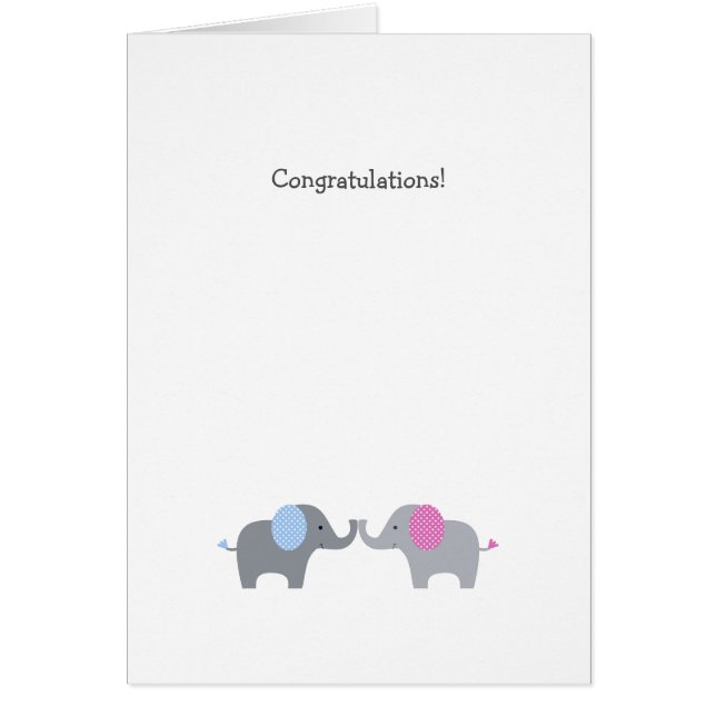 Grey Polka Dot Elephant Baby Congrats Card (Front)