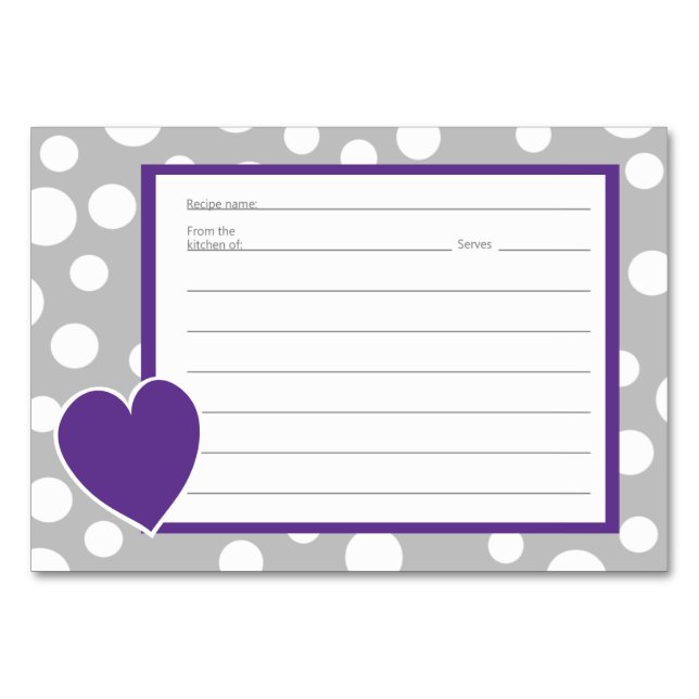 Grey Polka Dot Pattern Recipe Cards (Front)