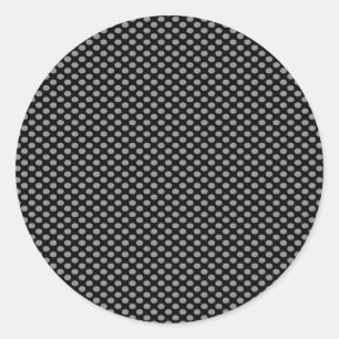 Grey Polka Dots on Black Classic Round Sticker