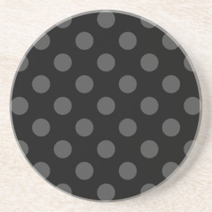 Grey polka dots on black coaster