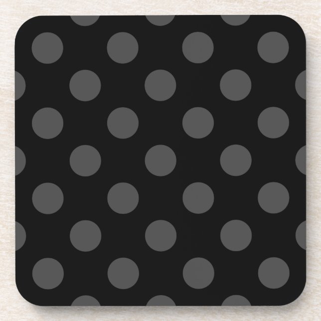 Grey polka dots on black coaster (Front)