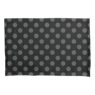 Grey polka dots on black pillowcase