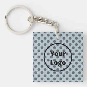 Grey polka dots on blue key ring