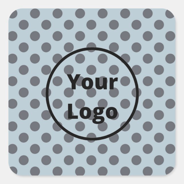 Grey polka dots on blue square sticker (Front)